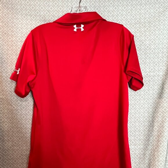 Women's red Under Armour short slv Polo collared shirt Size S - Picture 3 of 5